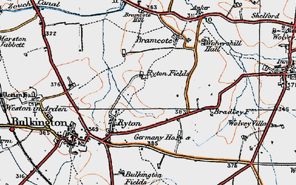 Old map of Bramcote Mains in 1920