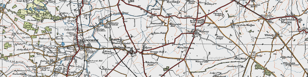 Old map of Bramcote Mains in 1920