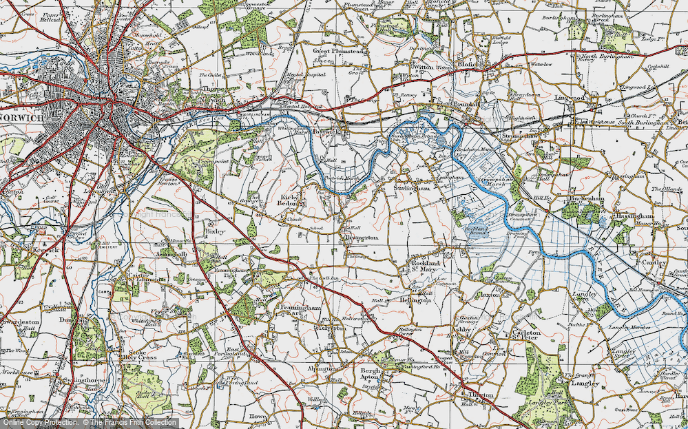 Old Map of Bramerton, 1922 in 1922