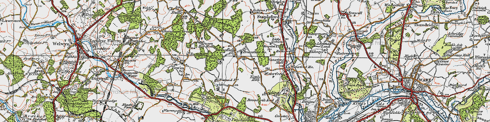 Old map of Bramfield in 1919