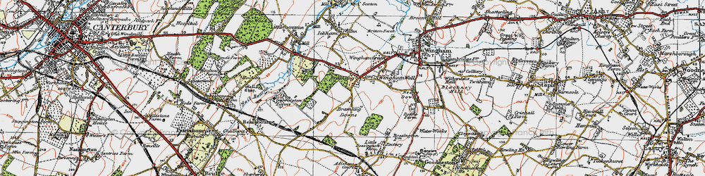 Old map of Bramling Downs in 1920