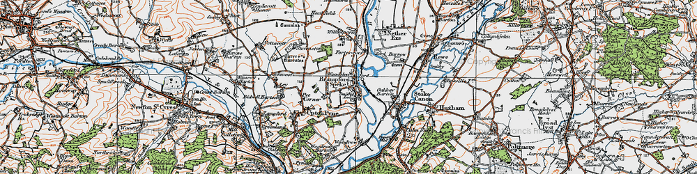 Old map of Brampford Speke in 1919