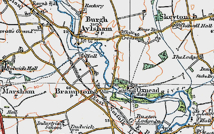 Old map of Bure Valley Railway and Walk in 1922