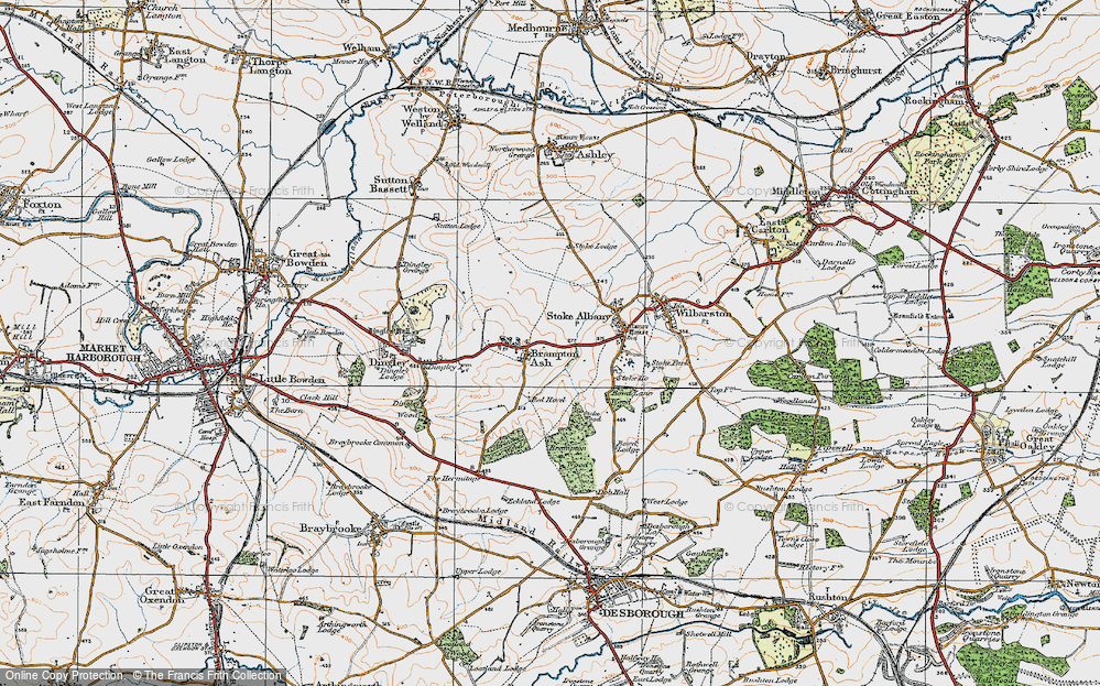 Old Map of Historic Map covering Brampton Wood in 1920