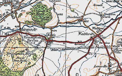 Old map of Brampton Bryan in 1920
