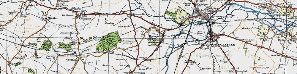 Old map of Hinchingbrooke Country Park in 1919