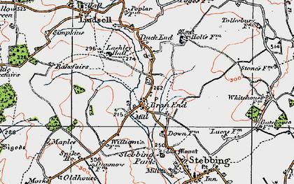 Old map of Bran End in 1919