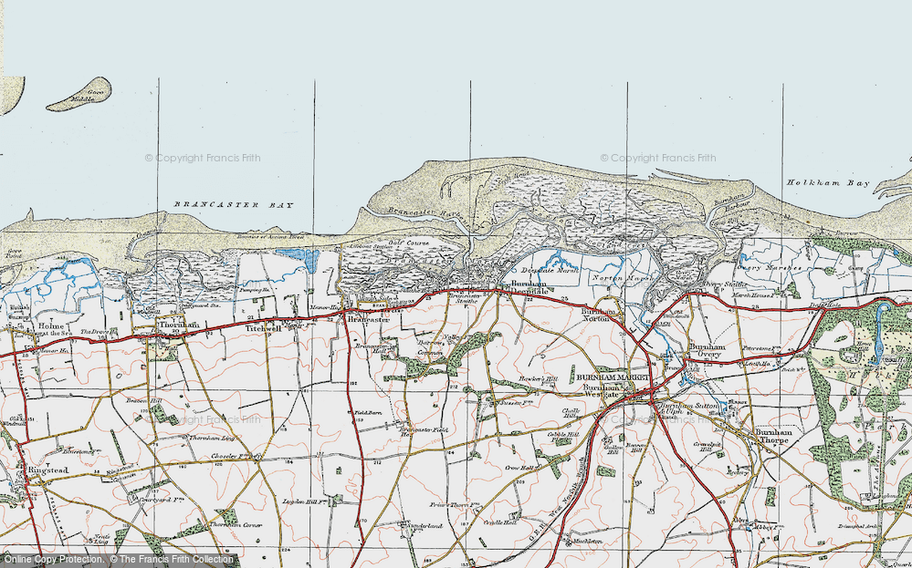 Old Map of Historic Map covering Brancaster Marsh in 1921