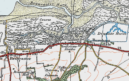 Old map of Brancaster Marsh in 1921