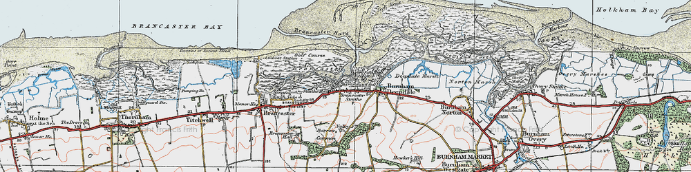 Old map of Brancaster Marsh in 1921