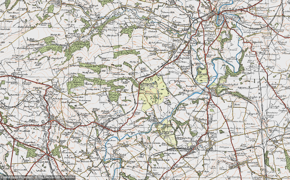 Old Map of Brancepeth, 1925 in 1925