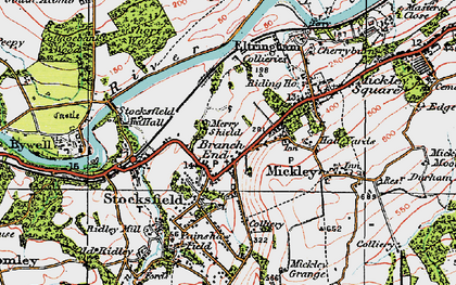 Old map of Branch End in 1925