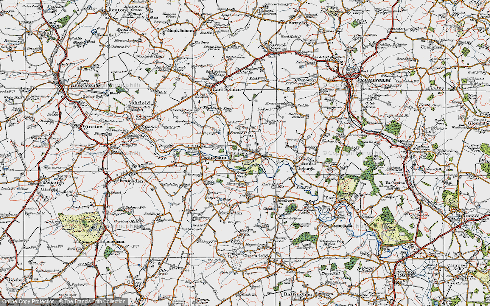Old Map of Brandeston, 1921 in 1921