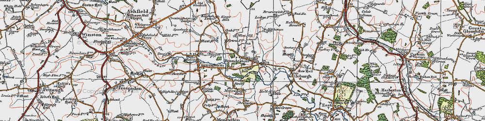 Old map of Brandeston in 1921