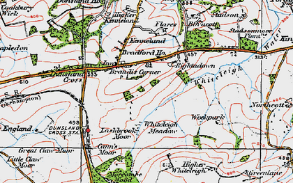 Old map of Lashbrook Moor Plantation in 1919