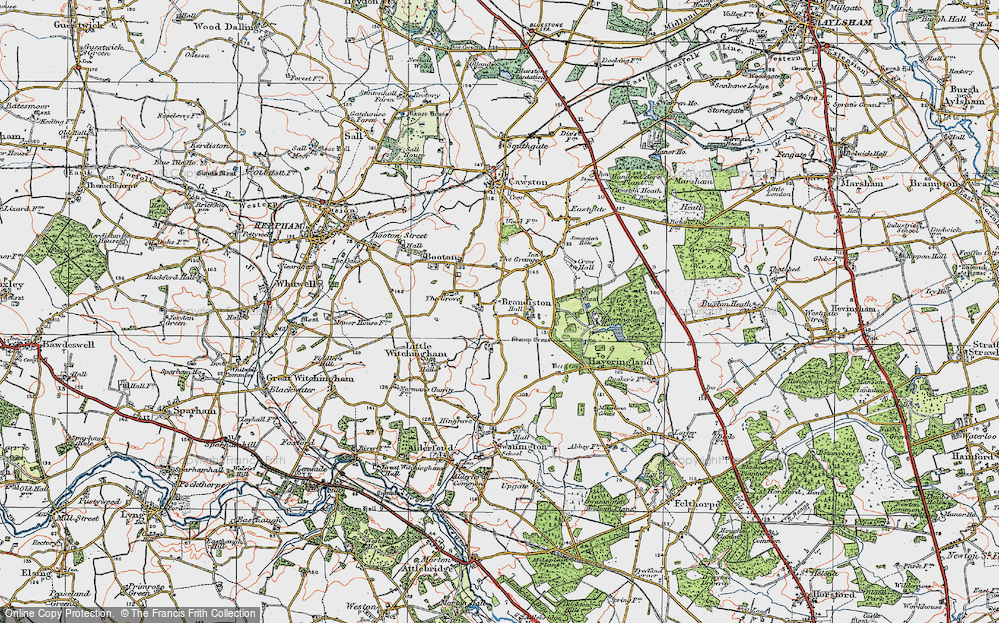 Old Map of Brandiston, 1922 in 1922