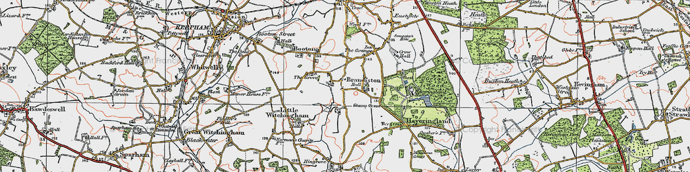 Old map of Brandiston in 1922