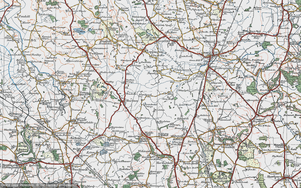 Old Map of Brandwood, 1921 in 1921