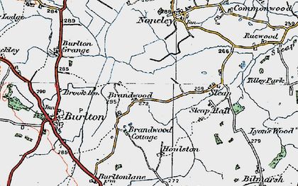 Old map of Brandwood in 1921