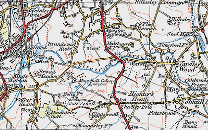 Old map of Brandwood End in 1921