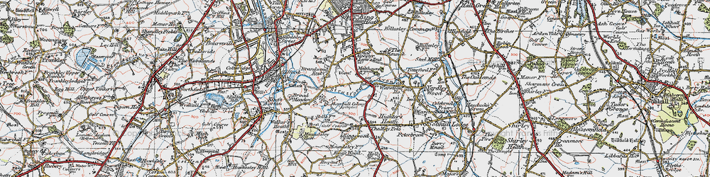 Old map of Brandwood End in 1921