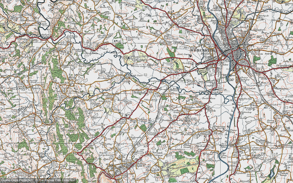 Old Map of Bransford, 1920 in 1920