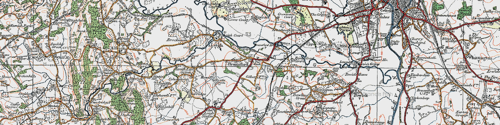 Old map of Bransford in 1920