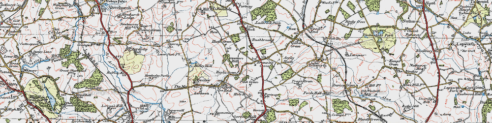 Old map of Branson's Cross in 1919