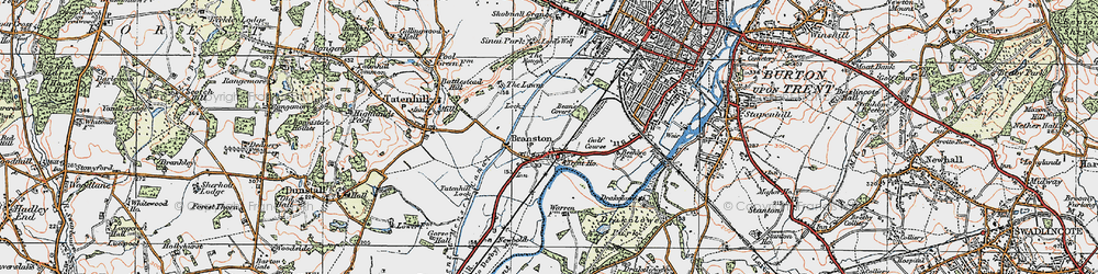 Old map of Branston in 1921