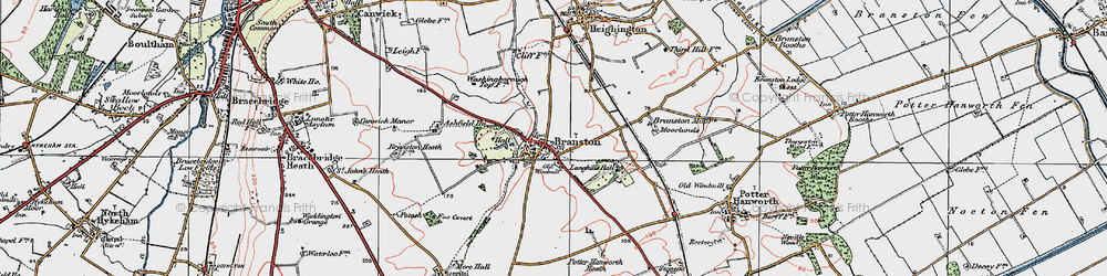 Old map of Branston in 1923