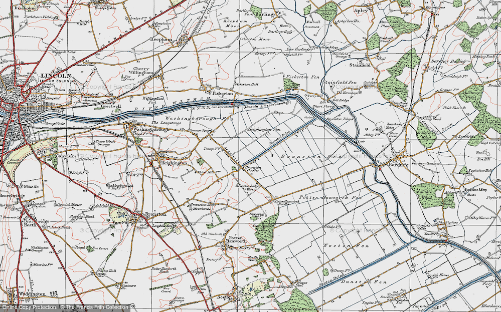 Old Map of Branston Booths, 1923 in 1923
