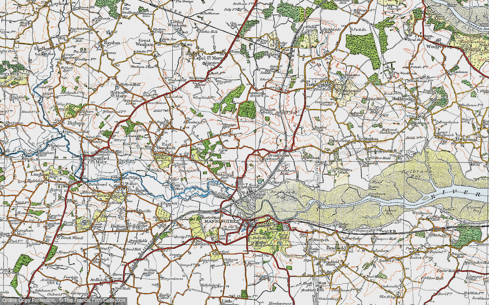 Old Map of Brantham, 1921 in 1921