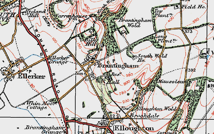 Old map of Brantingham Wold in 1924