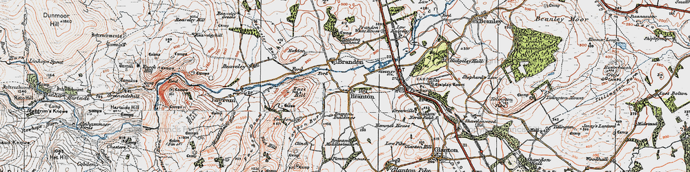 Old map of Brandon Hillhead in 1926