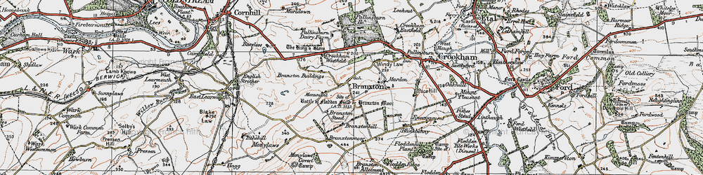 Old map of Branxton Hill in 1926
