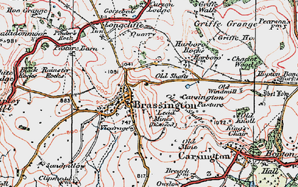 Old map of Brassington in 1923