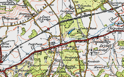 Old map of Brasted in 1920
