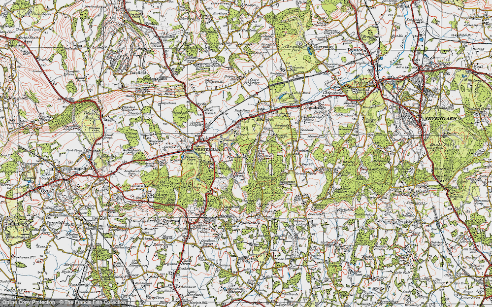 Old Map of Brasted Chart, 1920 in 1920