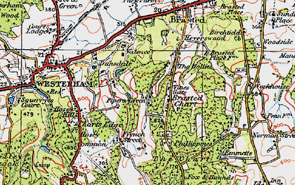 Old map of Brasted Chart in 1920