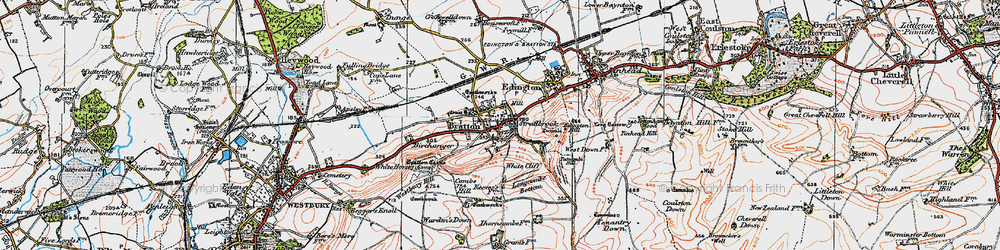 Old map of Westbury White Horse in 1919