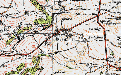Old map of Bratton Fleming in 1919