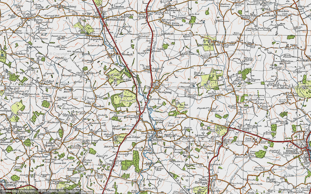 Old Map of Braughing, 1919 in 1919