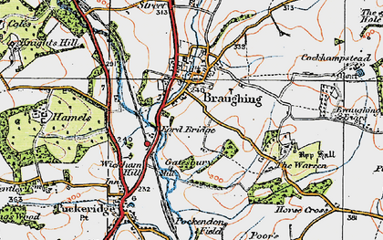 Old map of Braughing in 1919