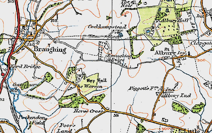 Old map of Braughing Friars in 1919