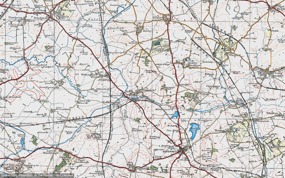 Old Map of Historic Map covering Braunston Tunnel in 1919