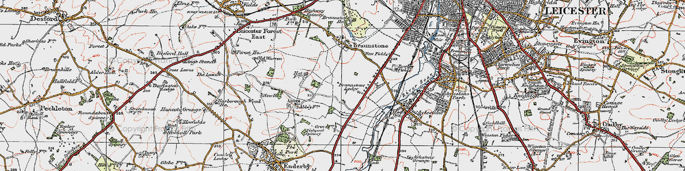 Old map of Braunstone Town in 1921