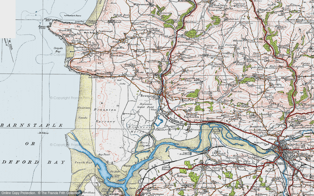 Old Map of Braunton, 1919 in 1919