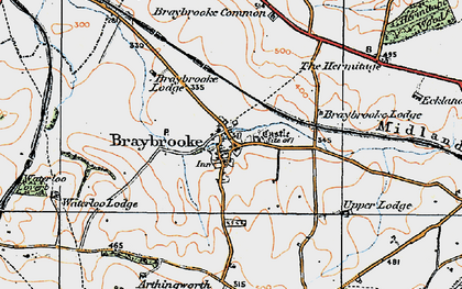 Old map of Braybrooke in 1920
