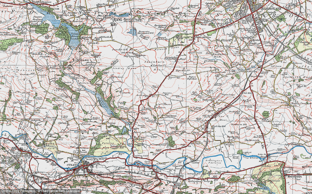 Old Map of Braythorn, 1925 in 1925