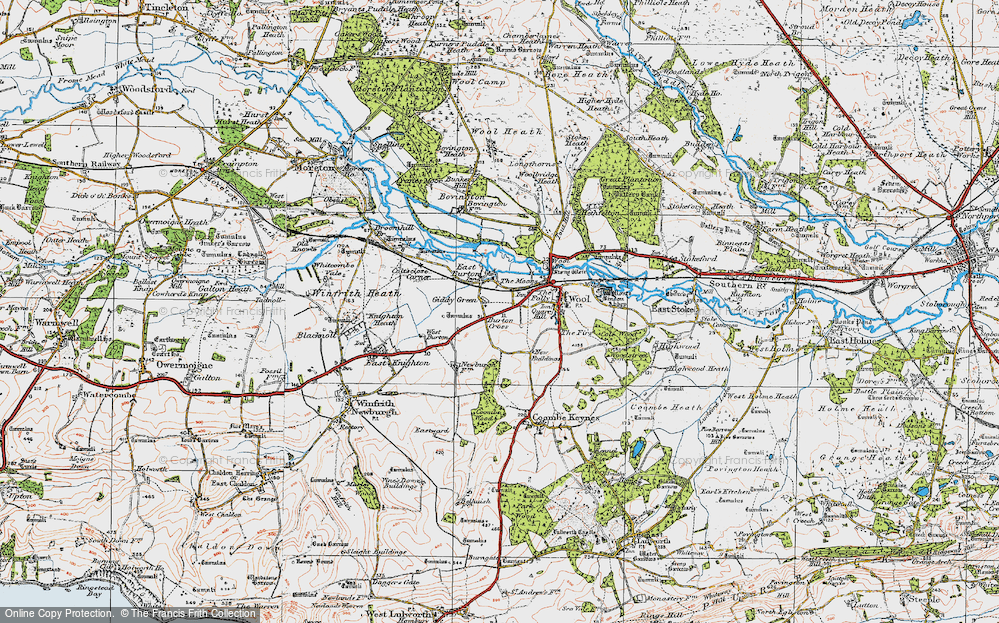 Old Map of Historic Map covering Burton Cross in 1919
